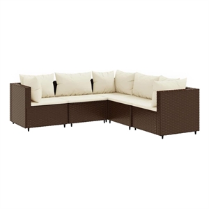Afuera Living Contemporary 5 Piece Steel Lounge Set in Brown