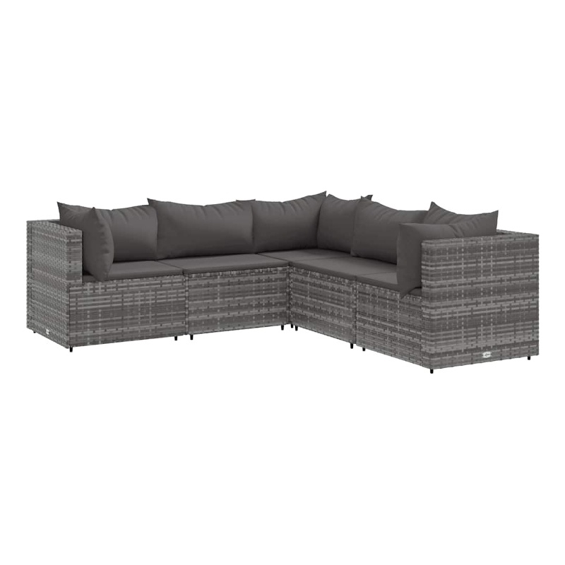 Afuera Living 5 Piece Poly Rattan Lounge Set in Gray/Anthracite
