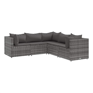 Afuera Living 5 Piece Poly Rattan Lounge Set in Gray/Anthracite
