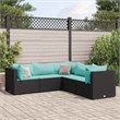 Afuera Living Contemporary Poly Rattan Lounge Set in Black/Blue