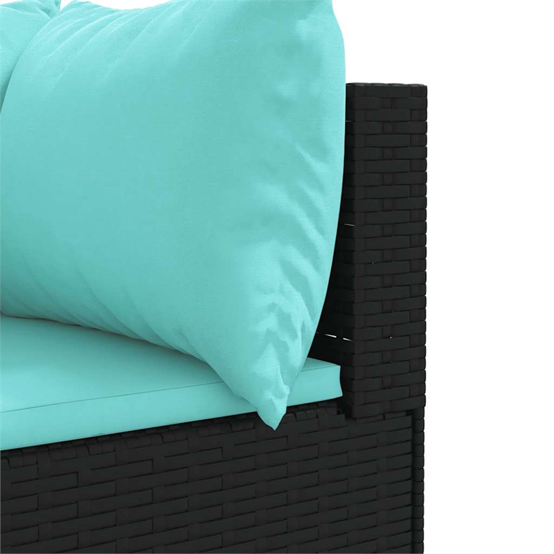 Afuera Living Contemporary Poly Rattan Lounge Set in Black/Blue
