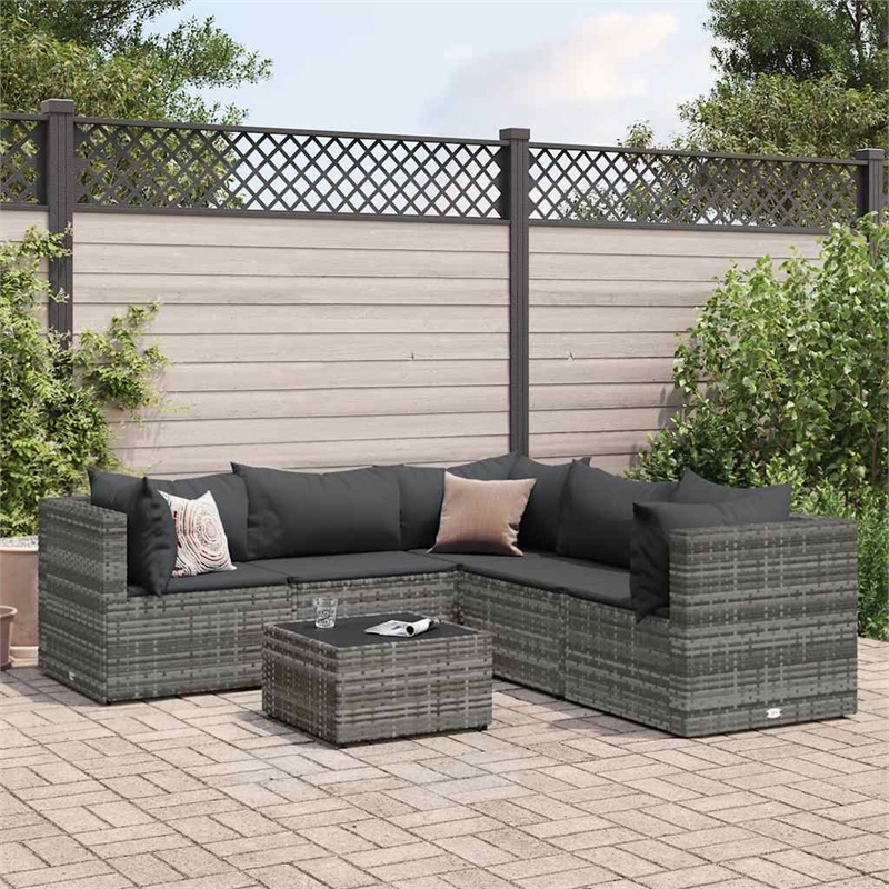 Afuera Living Contemporary Synthetic Poly Rattan  Medium Lounge Set in Gray