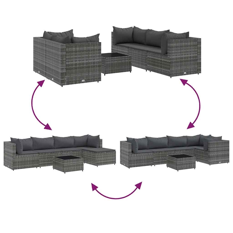 Afuera Living Contemporary Synthetic Poly Rattan  Medium Lounge Set in Gray
