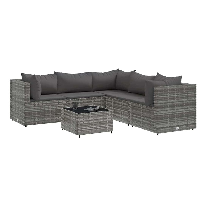 Afuera Living Contemporary Synthetic Poly Rattan  Medium Lounge Set in Gray