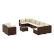 Afuera Living 10 Piece Poly Rattan Patio Sofa Set in Brown/Cream