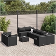 Afuera Living Contemporary 10 Piece Poly Rattan Patio Sofa Set in Black