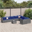 Afuera Living Contemporary 10 Piece Poly Rattan Patio Sofa Set in Gray