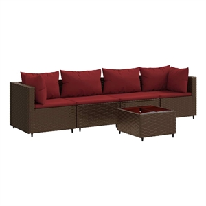Afuera Living Contemporary 5 Piece Steel Lounge Set in Brown