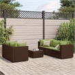Afuera Living Contemporary 6 Piece Poly Rattan Lounge Set in Green/Brown