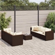 Afuera Living Contemporary 7 Piece Poly Rattan Lounge Set in Brown/Cream