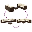 Afuera Living Contemporary 7 Piece Poly Rattan Lounge Set in Brown/Cream