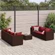 Afuera Living Contemporary 7 Piece Poly Rattan Lounge Set in Red/Brown