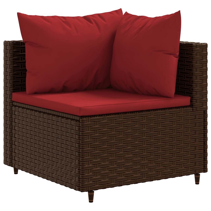 Afuera Living Contemporary 7 Piece Poly Rattan Lounge Set in Red/Brown