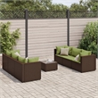 Afuera Living Contemporary 7 Piece Poly Rattan Lounge Set in Brown