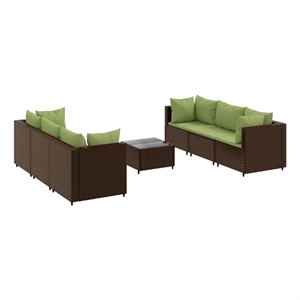 Afuera Living Contemporary 7 Piece Poly Rattan Lounge Set in Brown