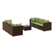 Afuera Living Contemporary 7 Piece Poly Rattan Lounge Set in Brown
