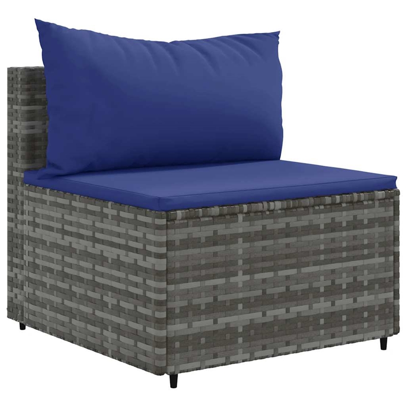 Afuera Living Contemporary 7 Piece Poly Rattan Lounge Set in Gray