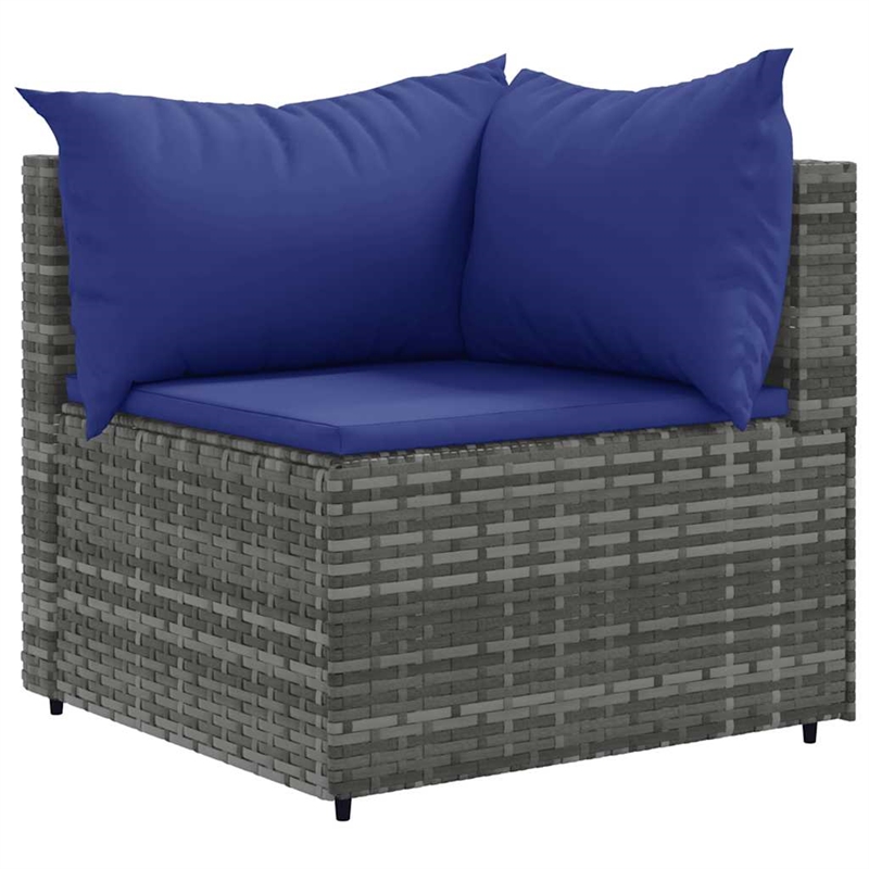 Afuera Living Contemporary 7 Piece Poly Rattan Lounge Set in Gray