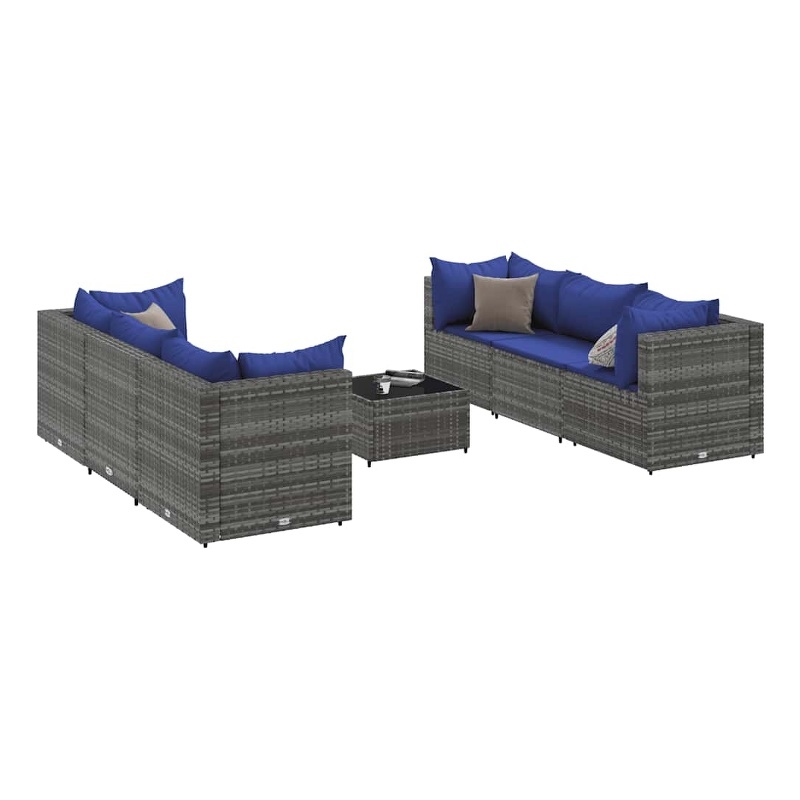 Afuera Living Contemporary 7 Piece Poly Rattan Lounge Set in Gray