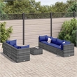 Afuera Living Contemporary Synthetic Poly Rattan 8 Piece Lounge Set in Gray