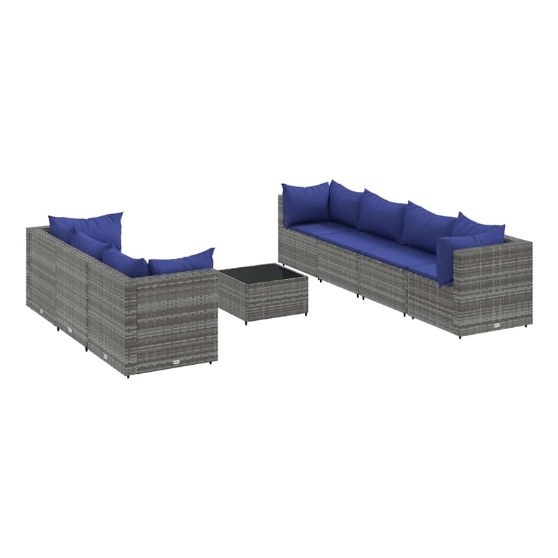 Afuera Living Contemporary Synthetic Poly Rattan 8 Piece Lounge Set in Gray