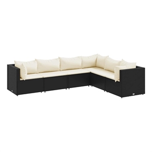 Afuera Living Contemporary 6 Piece Poly Rattan Small Lounge Set in Black