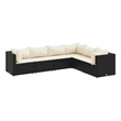 Afuera Living Contemporary 6 Piece Poly Rattan Small Lounge Set in Black