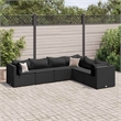 Afuera Living Contemporary 6 Piece Poly Rattan Lounge Set in Black