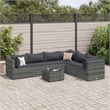 Afuera Living Contemporary 7 Piece Poly Rattan Small Lounge Set in Gray