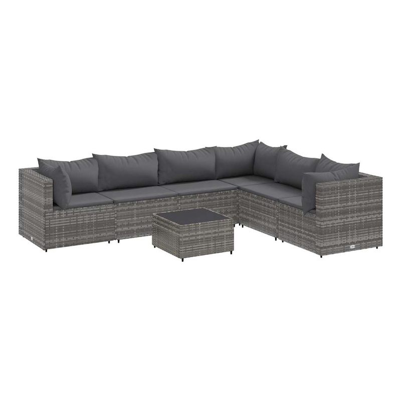Afuera Living Contemporary 7 Piece Poly Rattan Small Lounge Set in Gray
