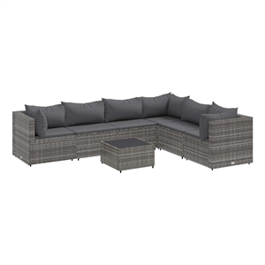 Afuera Living Contemporary 7 Piece Poly Rattan Small Lounge Set in Gray