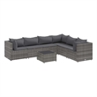 Afuera Living Contemporary 7 Piece Poly Rattan Small Lounge Set in Gray