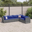 Afuera Living 6 Piece Poly Rattan Small Lounge Set in Gray/Blue