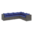 Afuera Living 6 Piece Poly Rattan Small Lounge Set in Gray/Blue