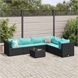 Afuera Living Contemporary Synthetic Poly Rattan 7 Piece Lounge Set in Black