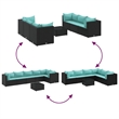 Afuera Living Contemporary Synthetic Poly Rattan 7 Piece Lounge Set in Black