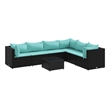Afuera Living Contemporary Synthetic Poly Rattan 7 Piece Lounge Set in Black