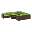 Afuera Living 11 Piece Poly Rattan Large Patio Sofa Set in Brown