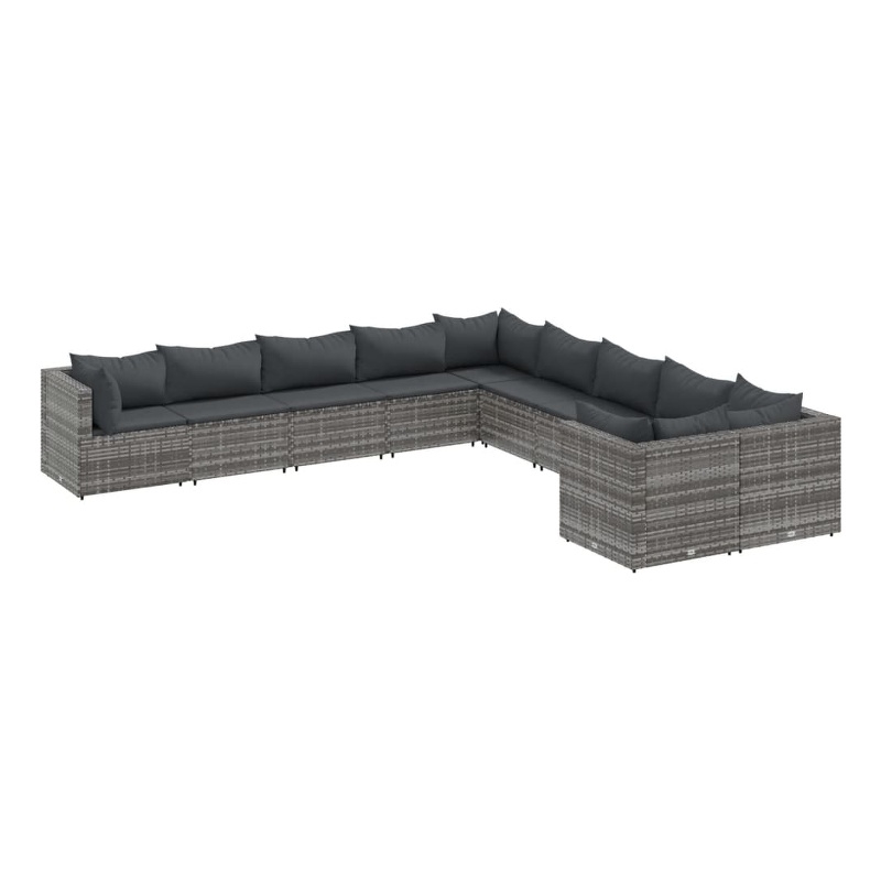 Afuera Living 10 Piece Poly Rattan Small Patio Sofa Set in Gray