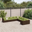 Afuera Living Contemporary 10 Piece Poly Rattan Patio Sofa Set in Brown