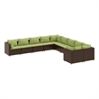 Afuera Living Contemporary 10 Piece Poly Rattan Patio Sofa Set in Brown