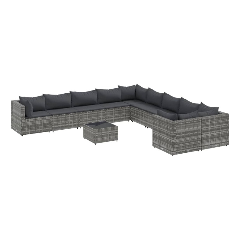 Afuera Living Contemporary 11 Piece Poly Rattan Patio Sofa Set in Gray