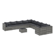 Afuera Living Contemporary 11 Piece Poly Rattan Patio Sofa Set in Gray