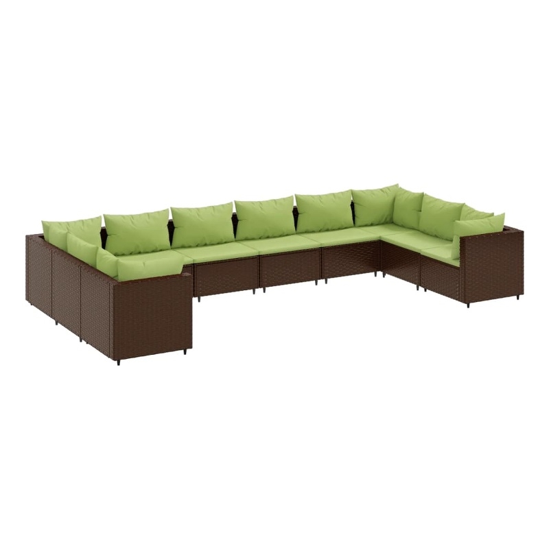 Afuera Living 10 Piece Poly Rattan Lounge Set in Green/Brown