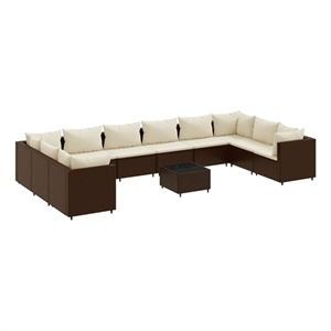 Afuera Living 11 Piece Steel Small Lounge Set in Brown/Cream