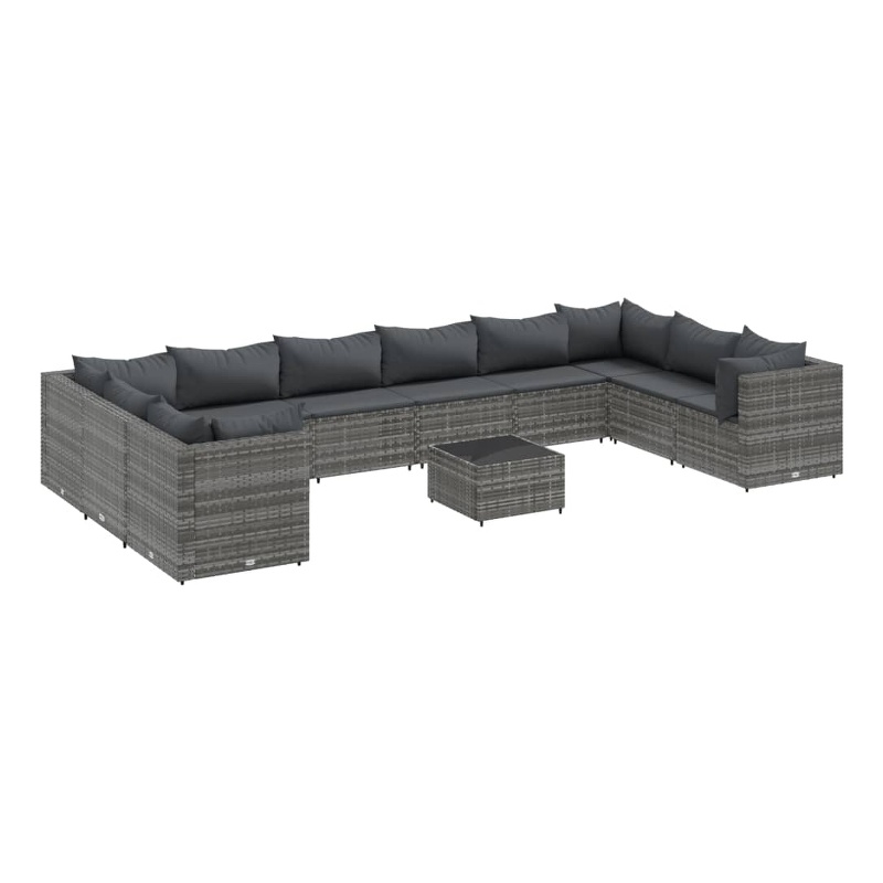 Afuera Living Contemporary 11 Piece Poly Rattan Large Lounge Set in Gray