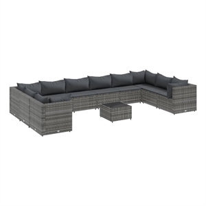 Afuera Living Contemporary 11 Piece Poly Rattan Large Lounge Set in Gray