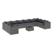 Afuera Living Contemporary 11 Piece Poly Rattan Large Lounge Set in Gray
