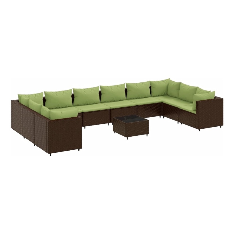 Afuera Living 11 Piece Poly Rattan Lounge Set in Green/Brown