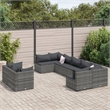 Afuera Living 9 Piece Poly Rattan Large Patio Sofa Set in Gray